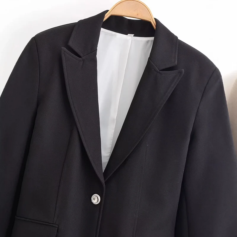 Damen Taillierter Einknopfblazer mit Schalkragen und Pattentaschen Nord Taschen