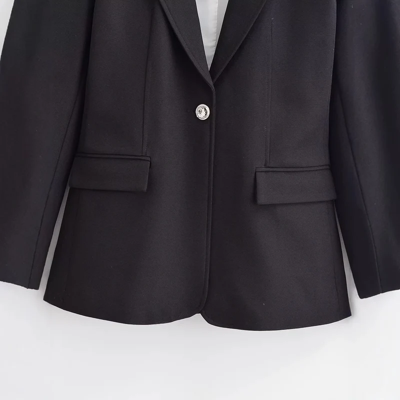 Damen Taillierter Einknopfblazer mit Schalkragen und Pattentaschen Nord Taschen