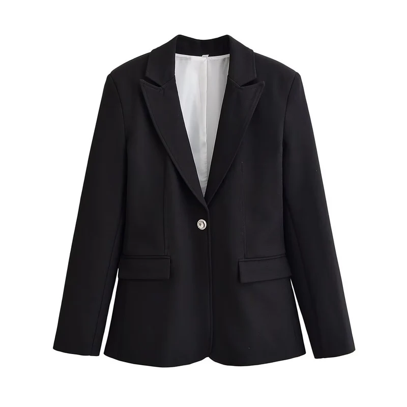 Damen Taillierter Einknopfblazer mit Schalkragen und Pattentaschen Nord Taschen