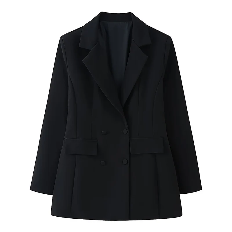 Damen taillierter Doppelreiher-Blazer mit Pattentaschen und Wiener Nähten Nord Taschen