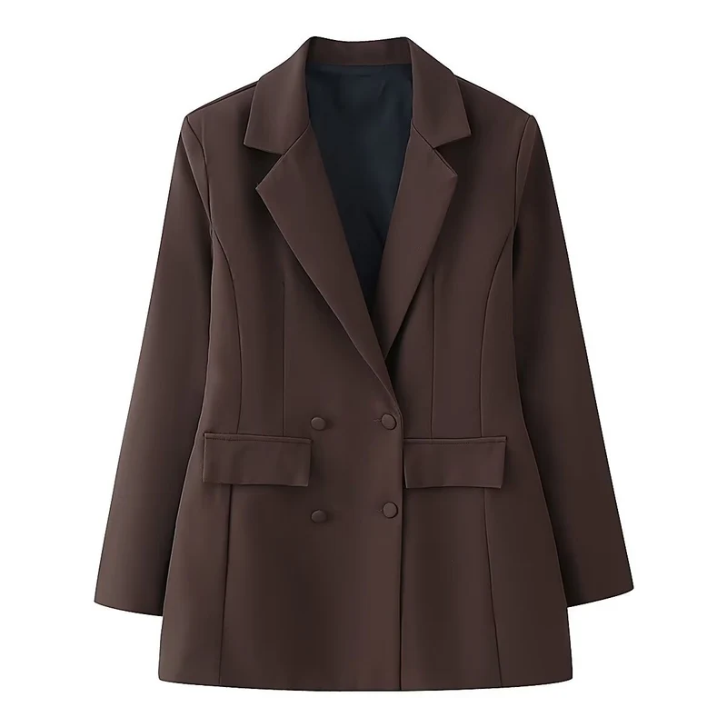 Damen taillierter Doppelreiher-Blazer mit Pattentaschen und Wiener Nähten Nord Taschen