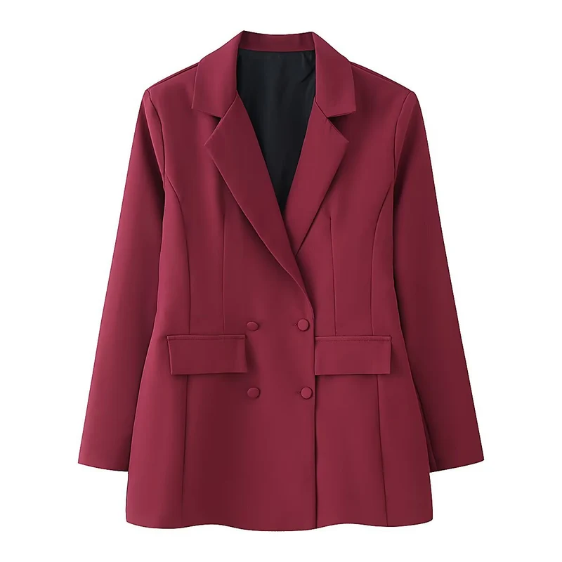 Damen taillierter Doppelreiher-Blazer mit Pattentaschen und Wiener Nähten Nord Taschen