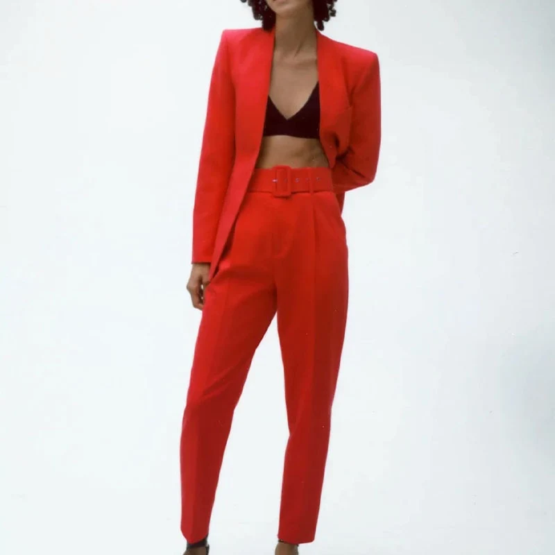 Damen Taillierter Blazer ohne Revers mit offener Front und Paspeltaschen Nord Taschen