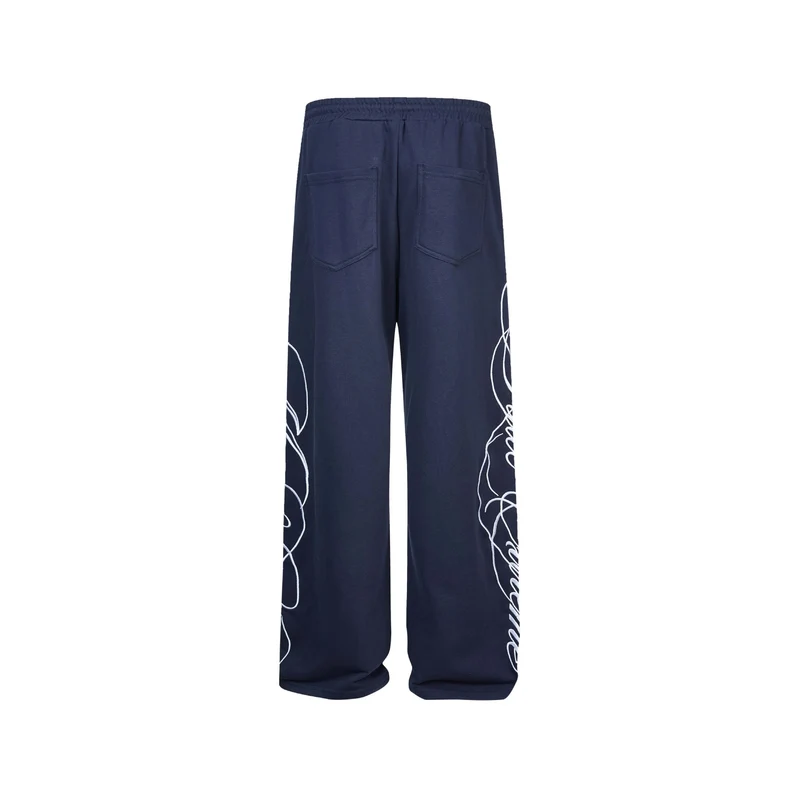Damen Weiche Loungehose mit weitem Bein, elastischem Bund und Statementdruck Nord Taschen