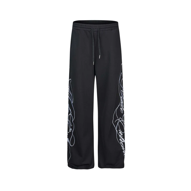 Damen Weiche Loungehose mit weitem Bein, elastischem Bund und Statementdruck Nord Taschen