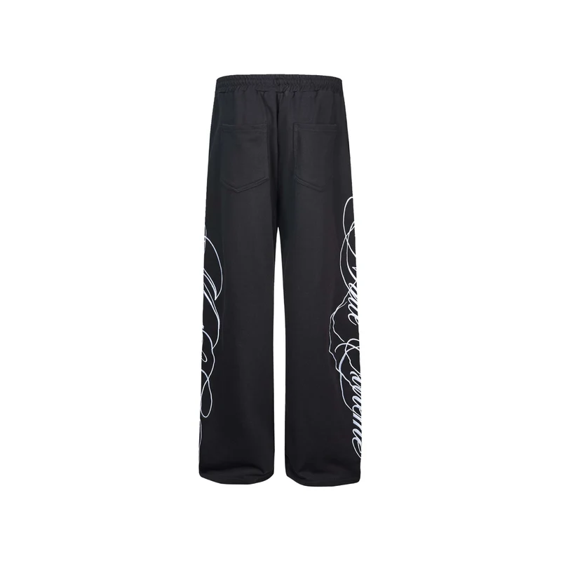 Damen Weiche Loungehose mit weitem Bein, elastischem Bund und Statementdruck Nord Taschen