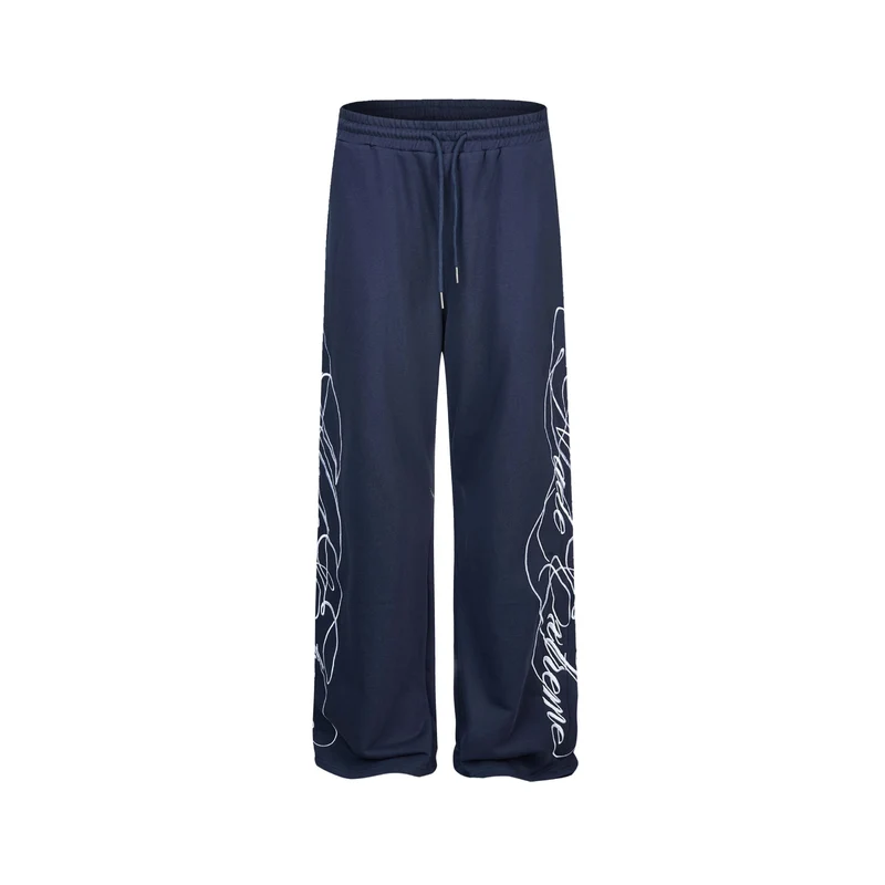 Damen Weiche Loungehose mit weitem Bein, elastischem Bund und Statementdruck Nord Taschen