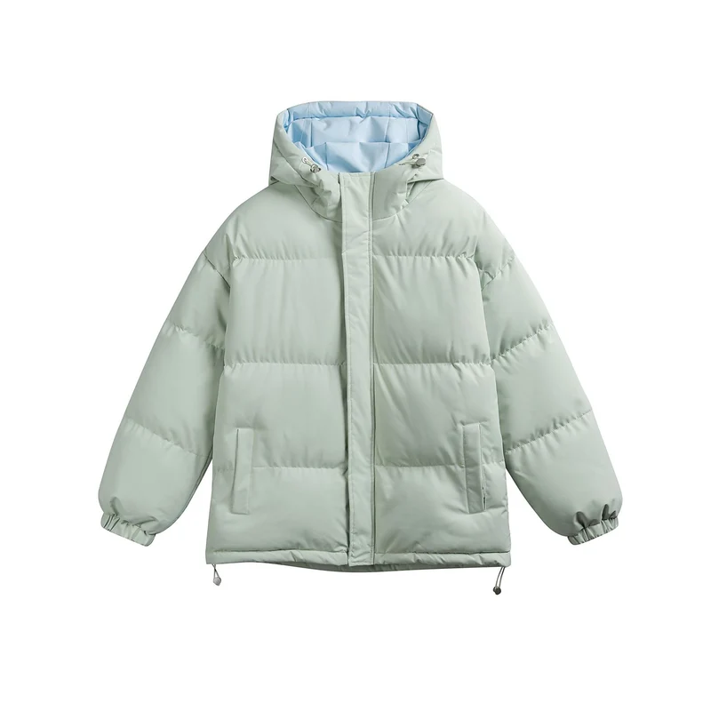 Damen Wattierte Kapuzen‑Steppjacke im Oversize‑Pufferschnitt mit Tunnelzugbund Nord Taschen