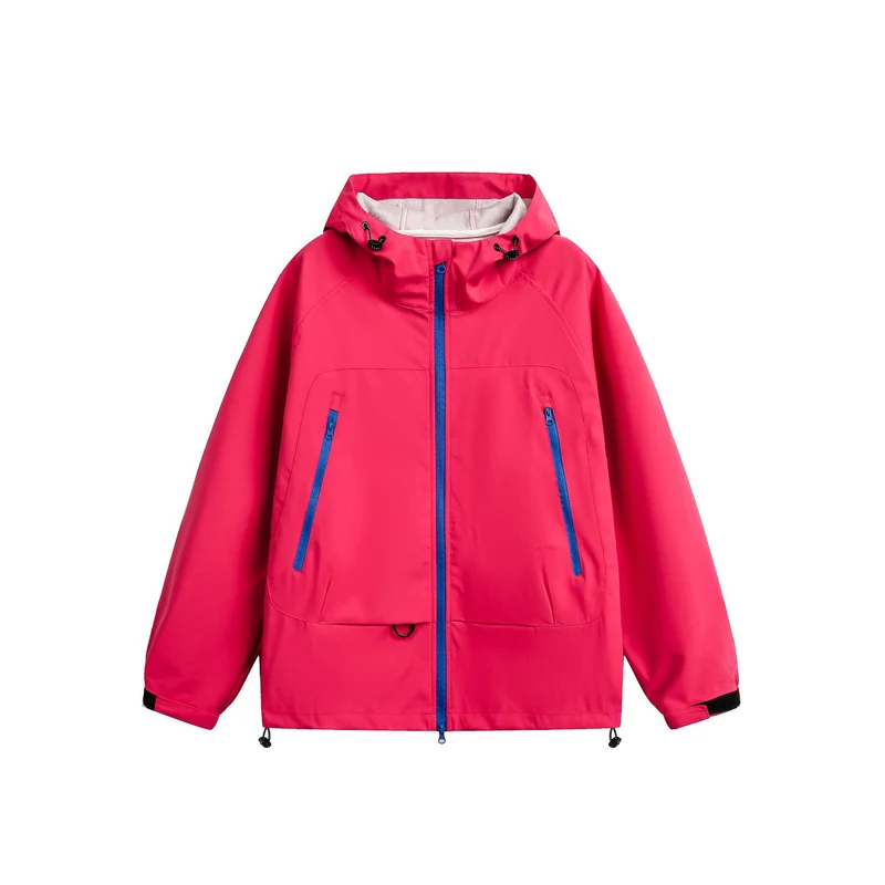 Damen Wasserdichte Softshell‑Regenjacke mit Kapuze, verstellbarem Saum und kontrastierenden Reißverschlüssen Nord Taschen