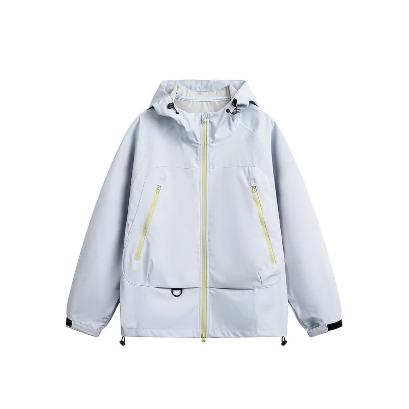 Damen Wasserdichte Softshell‑Regenjacke mit Kapuze, verstellbarem Saum und kontrastierenden Reißverschlüssen Nord Taschen