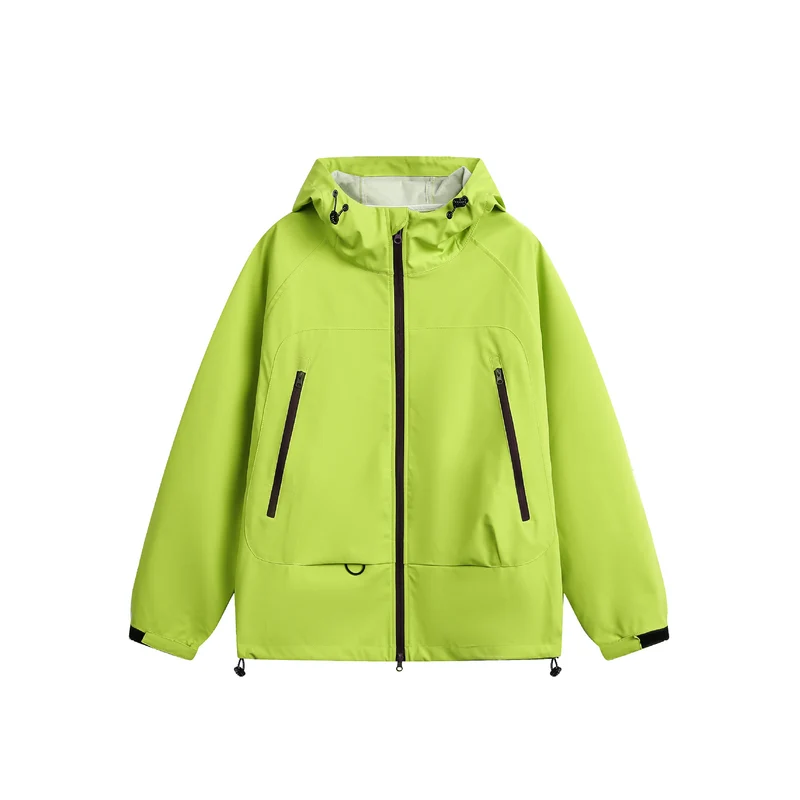 Damen Wasserdichte Softshell‑Regenjacke mit Kapuze, verstellbarem Saum und kontrastierenden Reißverschlüssen Nord Taschen