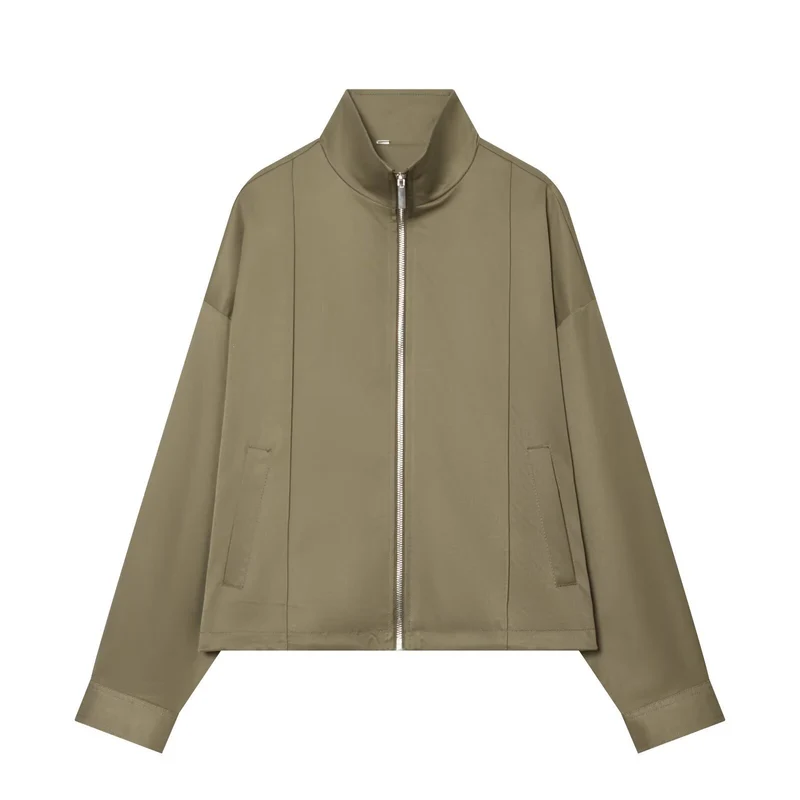 Damen Boxy-Zipjacke aus technischem Stretch mit Stehkragen Nord Taschen