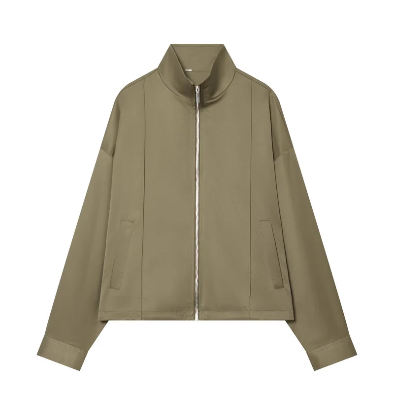 Damen Boxy-Zipjacke aus technischem Stretch mit Stehkragen Nord Taschen