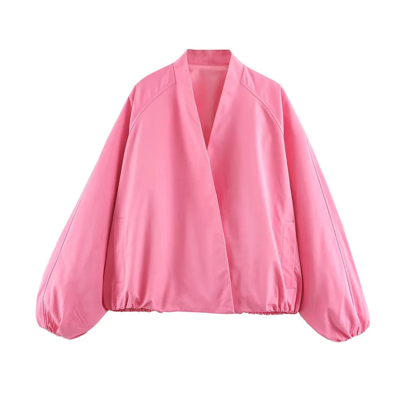 Damen Oversize-Bomberjacke mit Kimonoärmeln und Gummizugsaum Nord Taschen