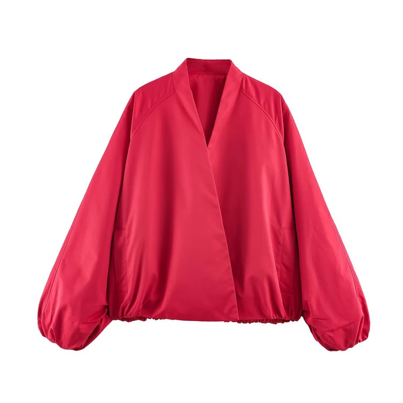 Damen Oversize-Bomberjacke mit Kimonoärmeln und Gummizugsaum Nord Taschen