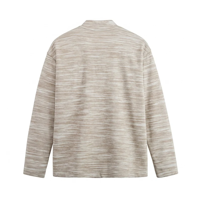 Herren Strukturierter Henley-Strickpullover mit Stehkragen und Melange-Struktur Nord Taschen