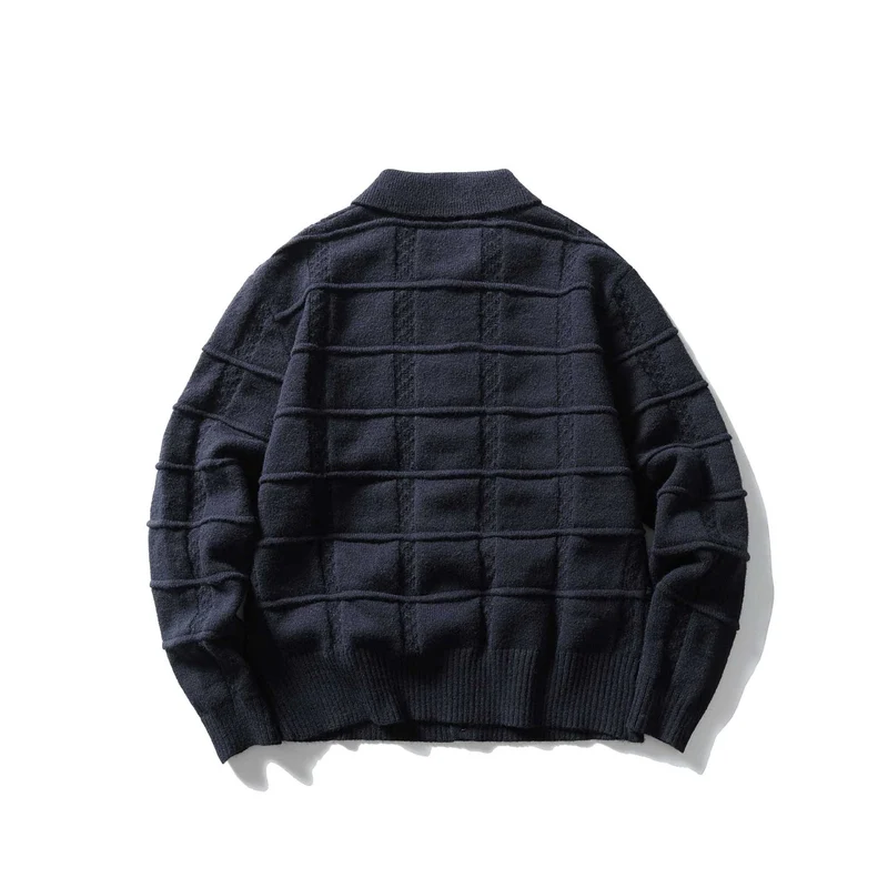 Herren strukturierte Strickjacke mit Hemdkragen und durchgehender Knopfleiste Nord Taschen