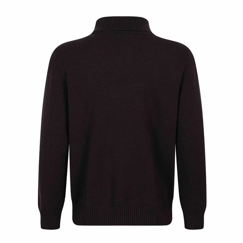 Herren Strickpullover mit asymmetrischer Knopfleiste und hohem Stehkragen Nord Taschen