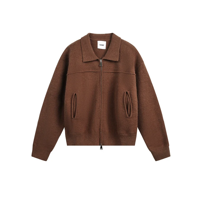 Herren Strick-Zipjacke mit Hemdkragen, Eingrifftaschen und geripptem Saum Nord Taschen