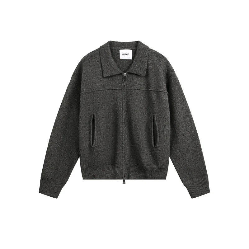 Herren Strick-Zipjacke mit Hemdkragen, Eingrifftaschen und geripptem Saum Nord Taschen