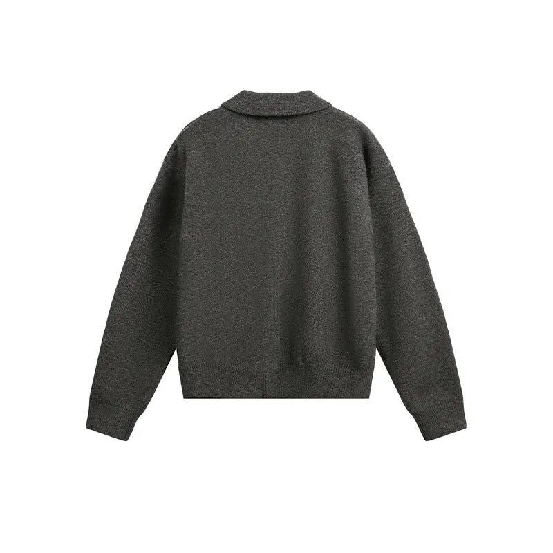 Herren Strick-Zipjacke mit Hemdkragen, Eingrifftaschen und geripptem Saum Nord Taschen