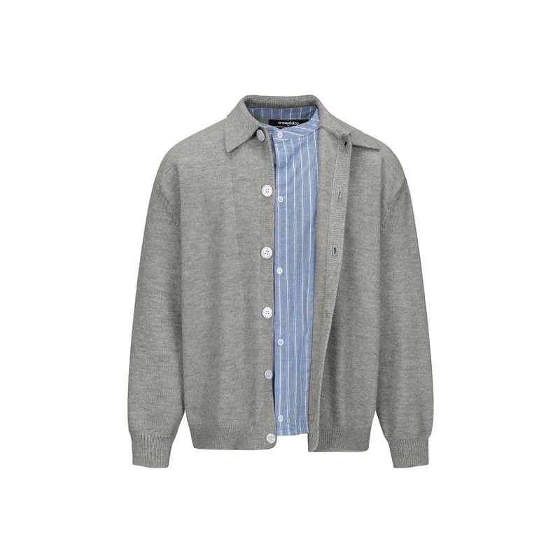 Herren Strick-Cardigan mit Hemdkragen, durchgehender Knopfleiste und geripptem Saum Nord Taschen