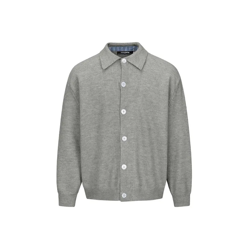 Herren Strick-Cardigan mit Hemdkragen, durchgehender Knopfleiste und geripptem Saum Nord Taschen