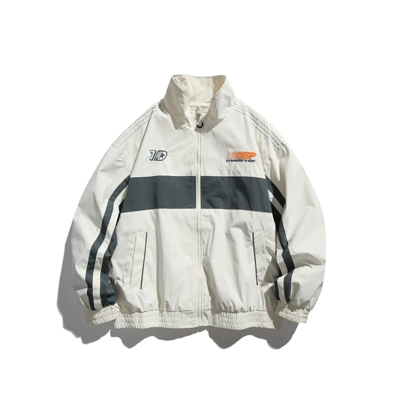 Herren Sportliche Retro-Trainingsjacke mit Streifendetail und Stehkragen Nord Taschen