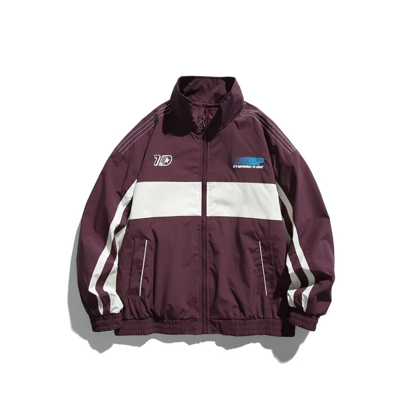 Herren Sportliche Retro-Trainingsjacke mit Streifendetail und Stehkragen Nord Taschen