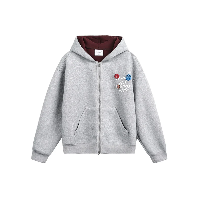 Unisex Kapuzen‑Sweatjacke mit Print‑Badges und Zweiwege‑Reißverschluss Nord Taschen