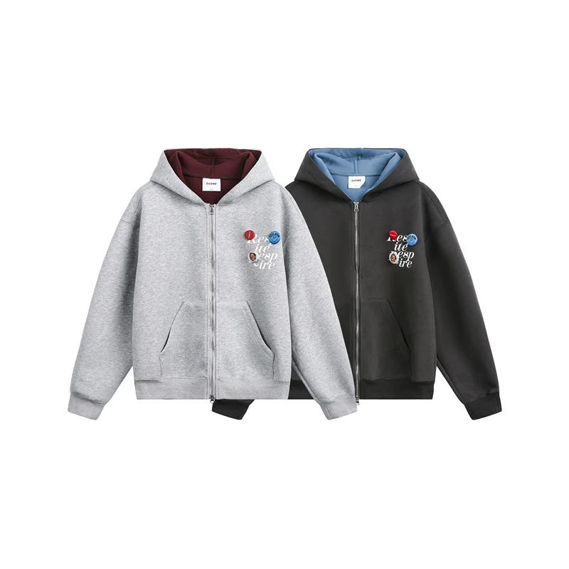 Unisex Kapuzen‑Sweatjacke mit Print‑Badges und Zweiwege‑Reißverschluss Nord Taschen
