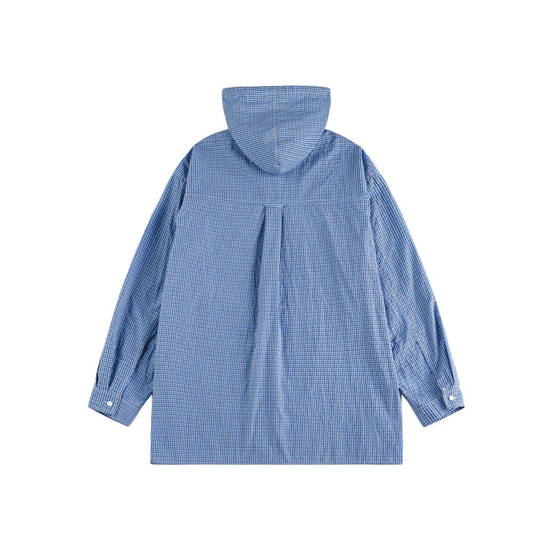 Unisex Kapuzen-Overshirt im karierten Longline-Schnitt mit Pattentaschen und Druckknopfleiste Nord Taschen