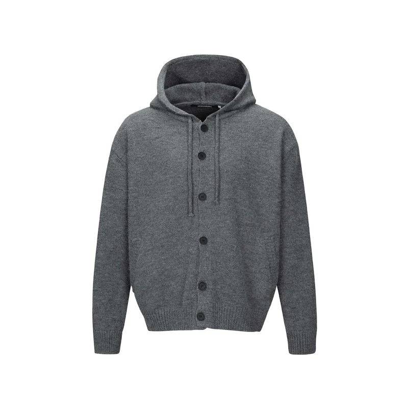 Unisex Kapuzen-Cardigan mit Knopfleiste, angerauter Strickstruktur und Rippbündchen Nord Taschen