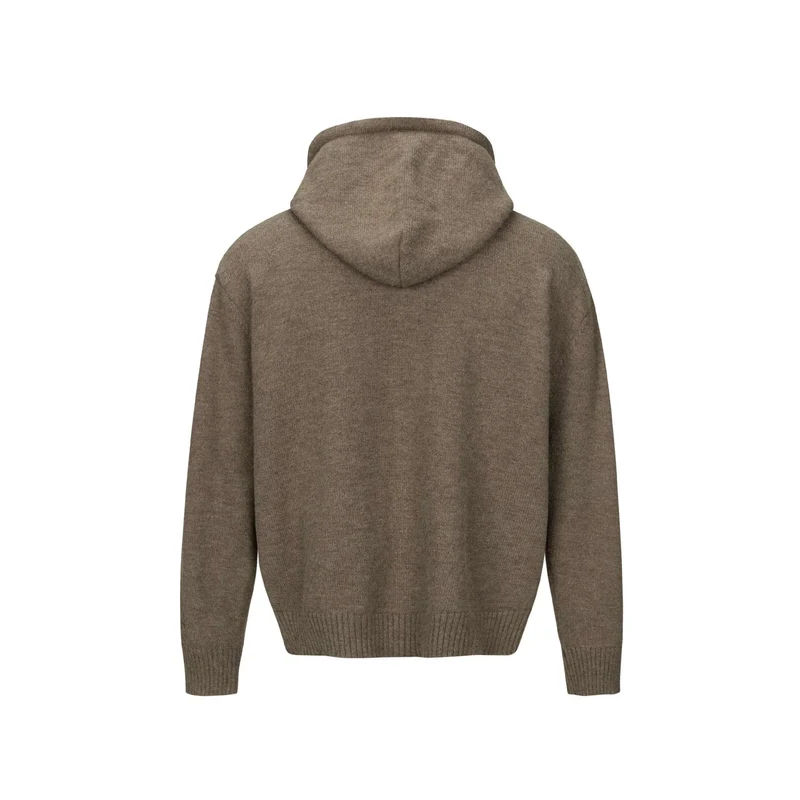 Unisex Kapuzen-Cardigan mit Knopfleiste, angerauter Strickstruktur und Rippbündchen Nord Taschen