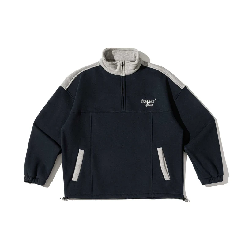 Unisex Halbzip-Sweatshirt im Oversize-Boxy-Schnitt mit hohem Stehkragen und Kängurutasche Nord Taschen