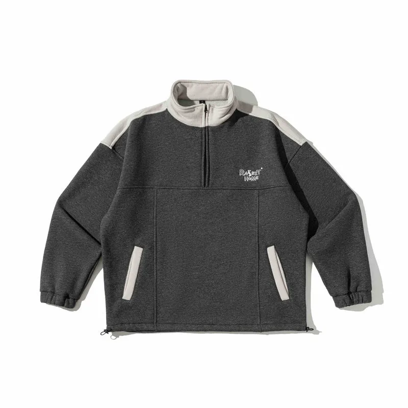 Unisex Halbzip-Sweatshirt im Oversize-Boxy-Schnitt mit hohem Stehkragen und Kängurutasche Nord Taschen