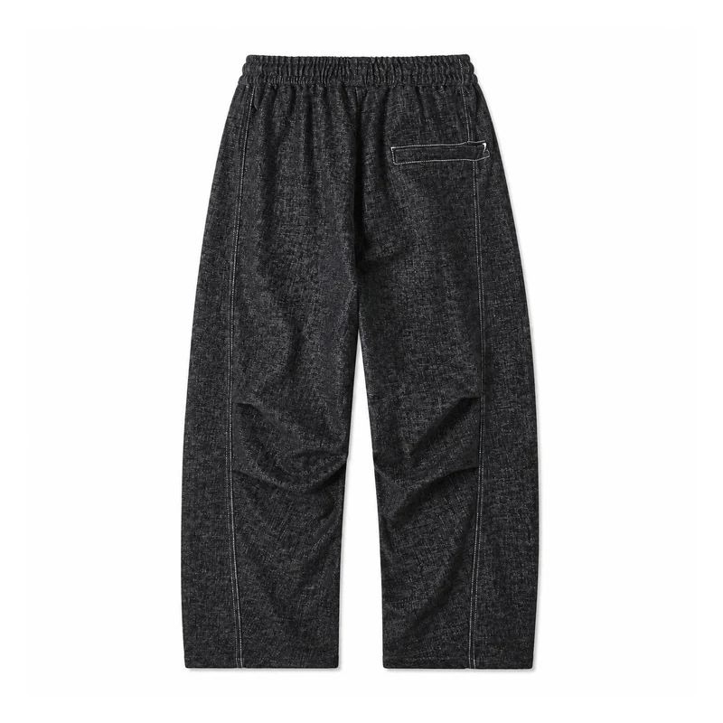 Damen Locker geschnittene Cropped-Hose mit hohem elastischem Bund und Kordelzug aus strukturierter Leinenmischung Nord Taschen
