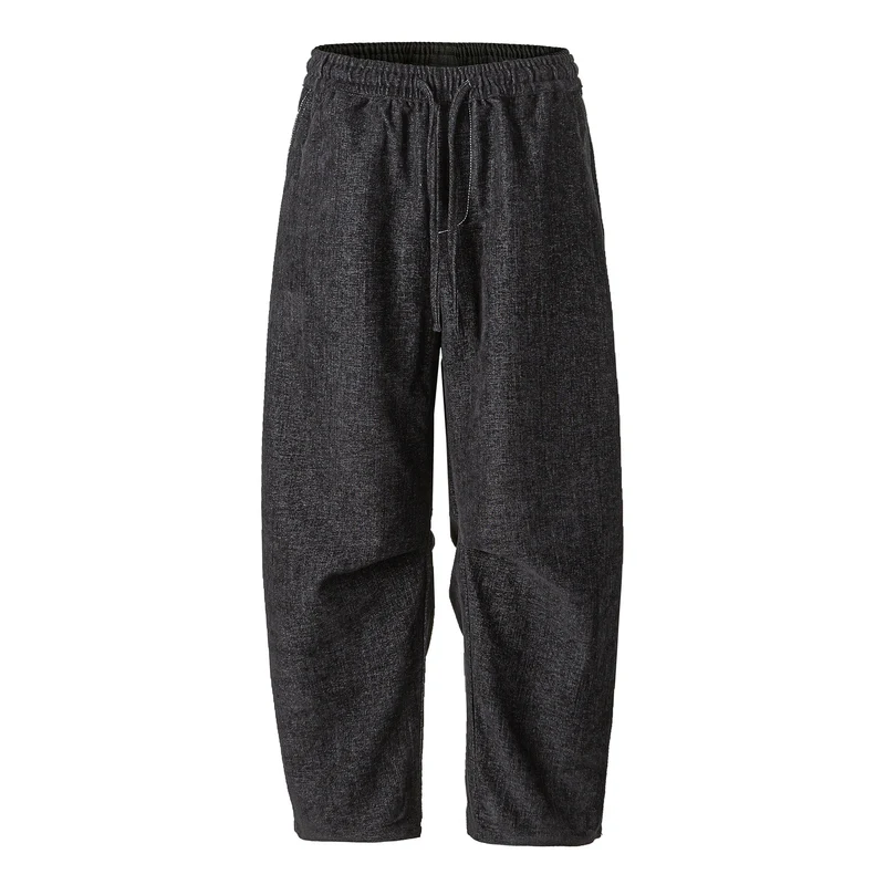 Damen Locker geschnittene Cropped-Hose mit hohem elastischem Bund und Kordelzug aus strukturierter Leinenmischung Nord Taschen