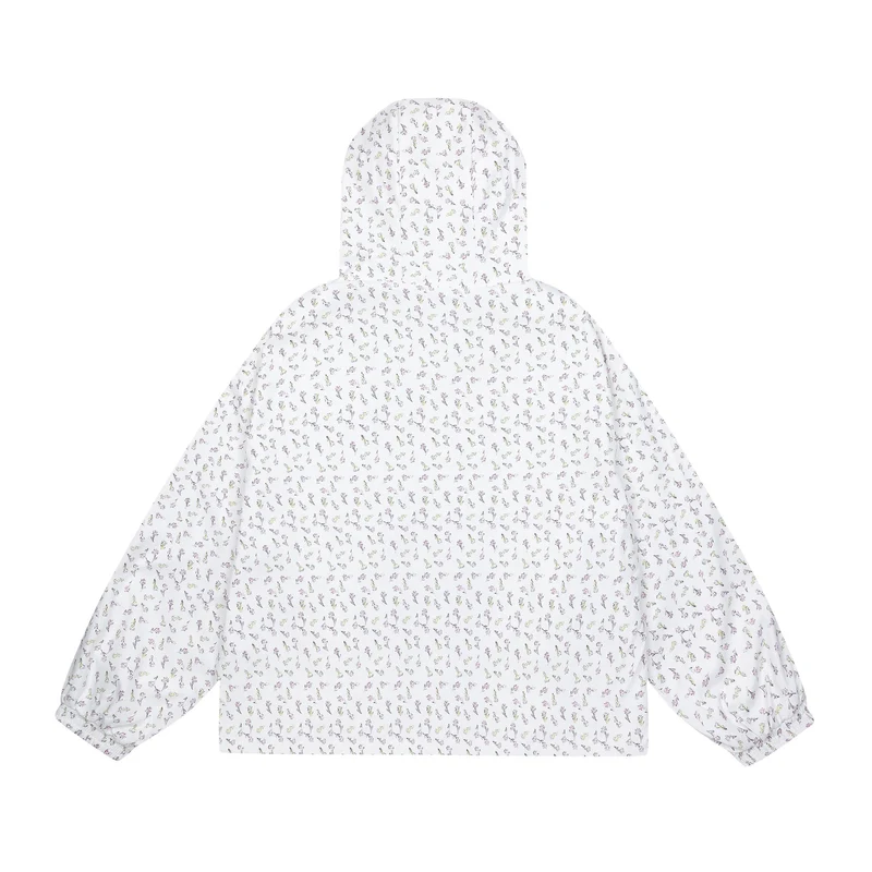 Damen leichte Kapuzenjacke mit floralem Allover‑Print und elastischen Bündchen Nord Taschen