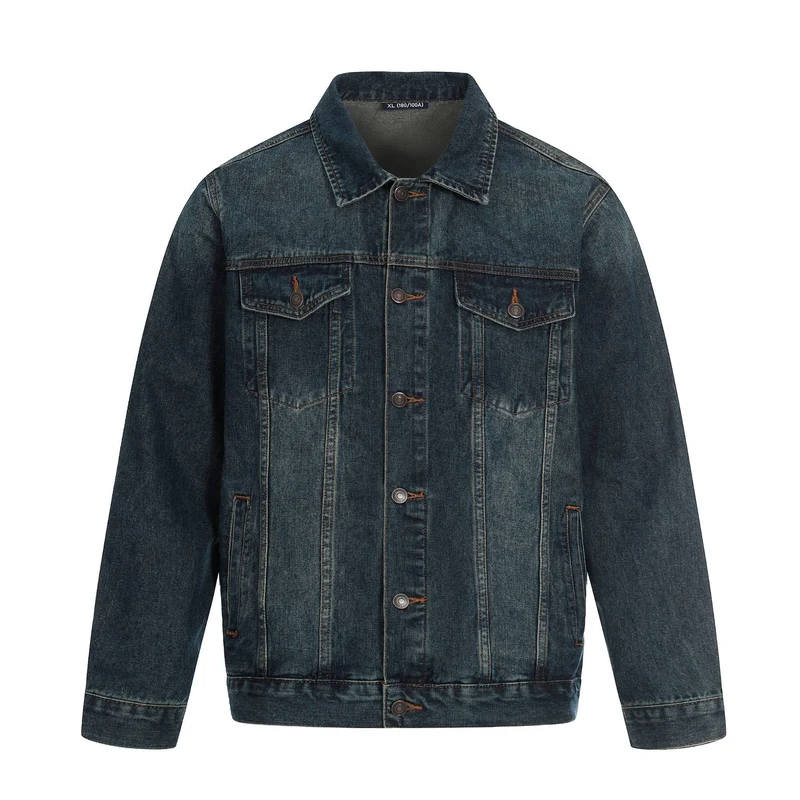 Herren Jeansjacke im Used-Effekt mit Pattentaschen und geradem Schnitt Nord Taschen