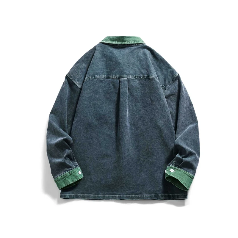 Herren Jeanshemdjacke im Oversize-Schnitt mit ausgefranster Brusttasche Nord Taschen