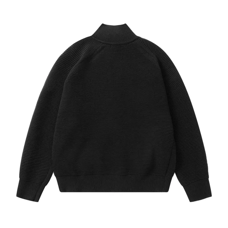 Herren Grobstrick Stehkragen-Strickjacke mit durchgehendem Reißverschluss Nord Taschen