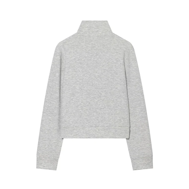 Damen Kurze Sweatjacke im Military-Stil mit Stehkragen und Zierknopfdetails Nord Taschen