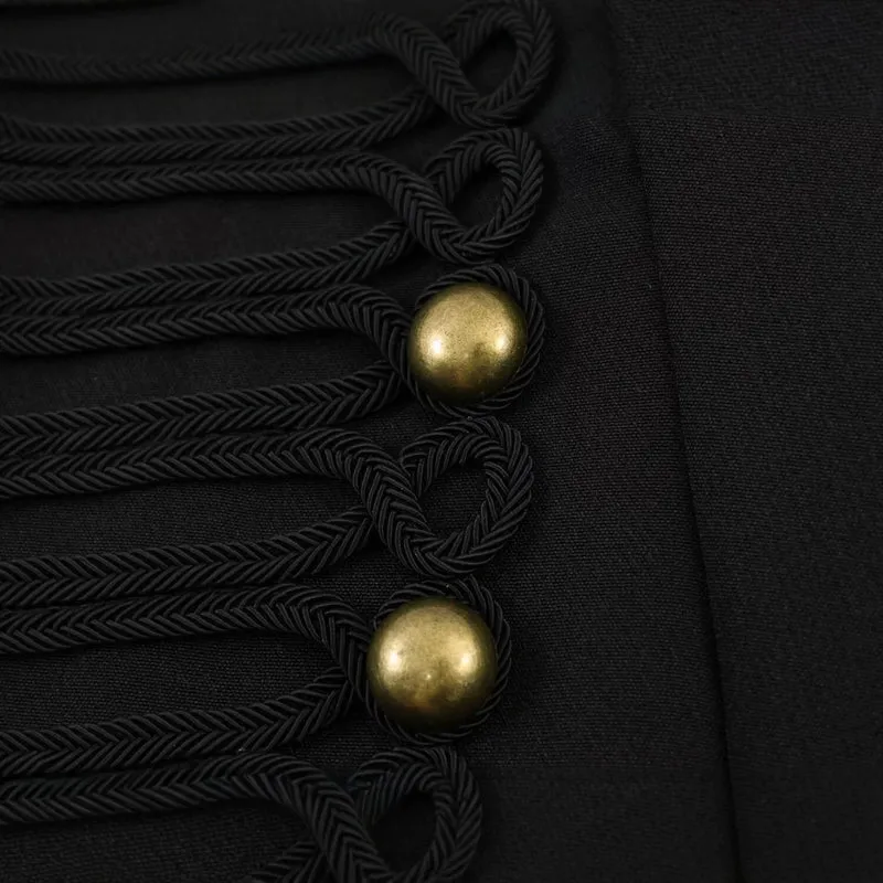 Damen militärinspirierte Cropped-Jacke mit Stehkragen und dekorativer Zierknopfpassé Nord Taschen
