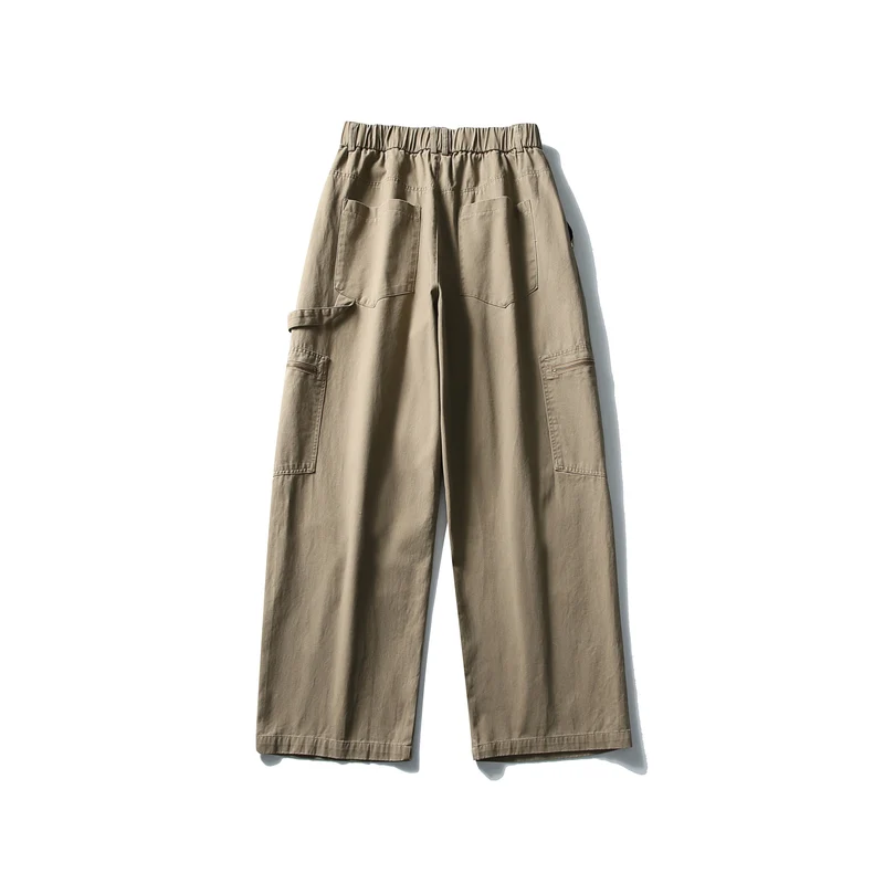 Damen Utility-Cargo-Hose mit weitem Bein, hohem elastischem Bund und Reißverschlusstaschen Nord Taschen