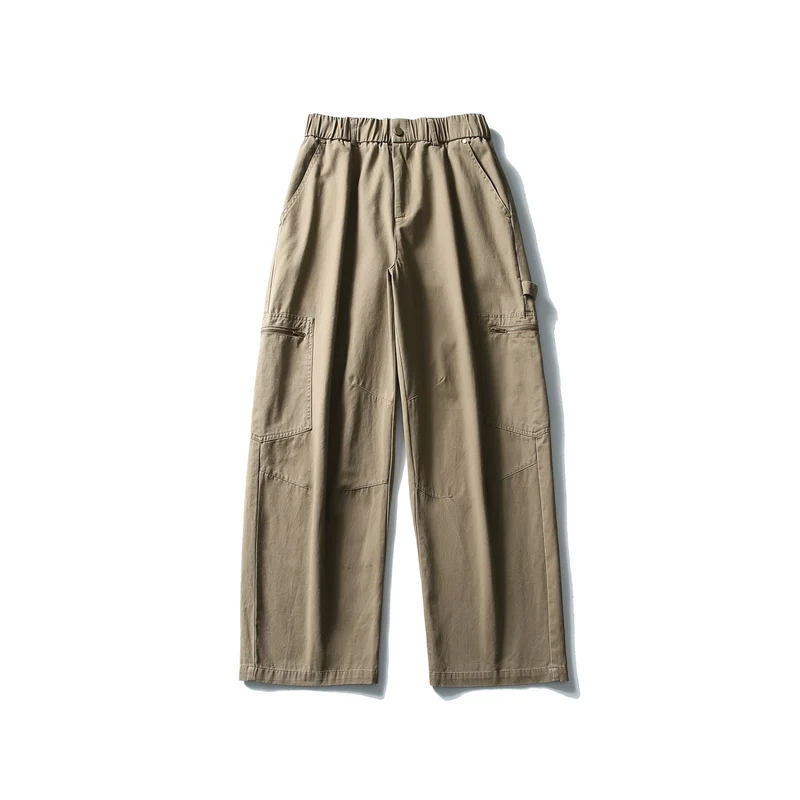 Damen Utility-Cargo-Hose mit weitem Bein, hohem elastischem Bund und Reißverschlusstaschen Nord Taschen