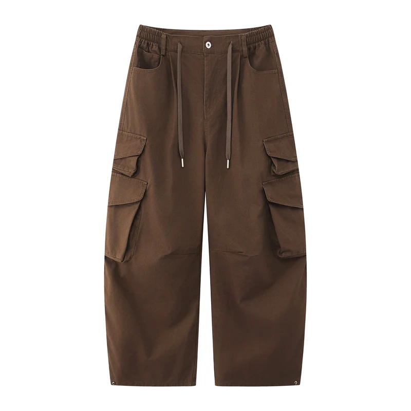 Damen Utility-Cargo-Culotte mit weitem Bein, elastischem Bund und Pattentaschen Nord Taschen