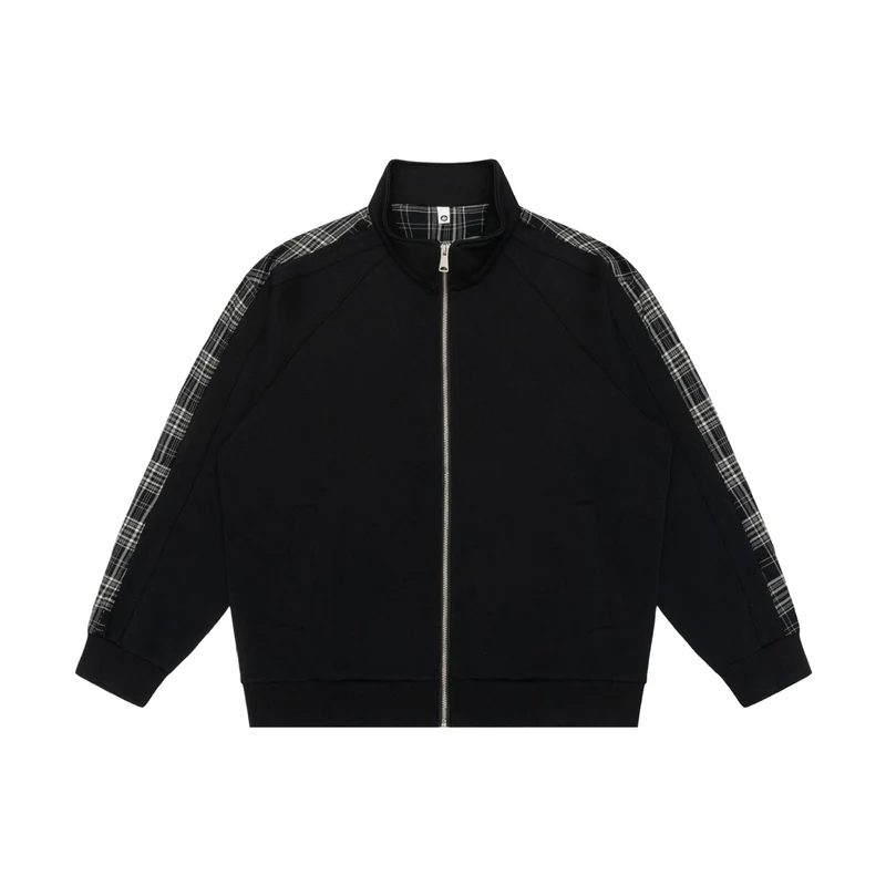 Damen Sweatjacke mit Stehkragen und kariertem Schulterstreifen Nord Taschen