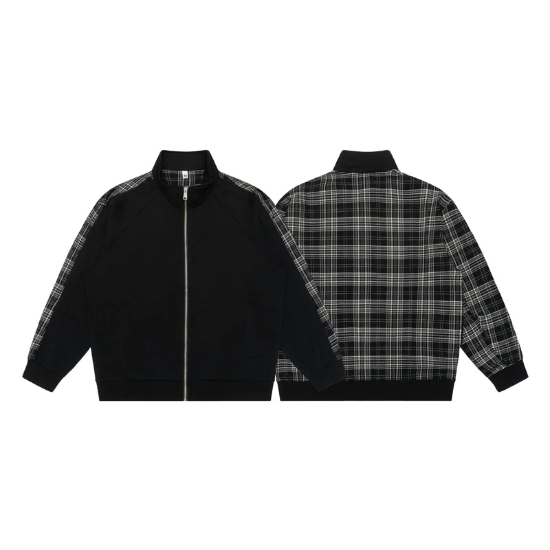 Damen Sweatjacke mit Stehkragen und kariertem Schulterstreifen Nord Taschen