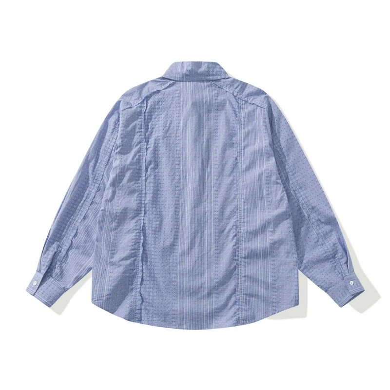 Damen Strukturierte Oversize‑Hemdbluse mit feiner Stickerei und Streifenstruktur Nord Taschen